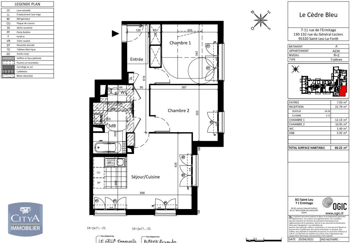 Photo 1 Appartement 3 pièces 60.22m²