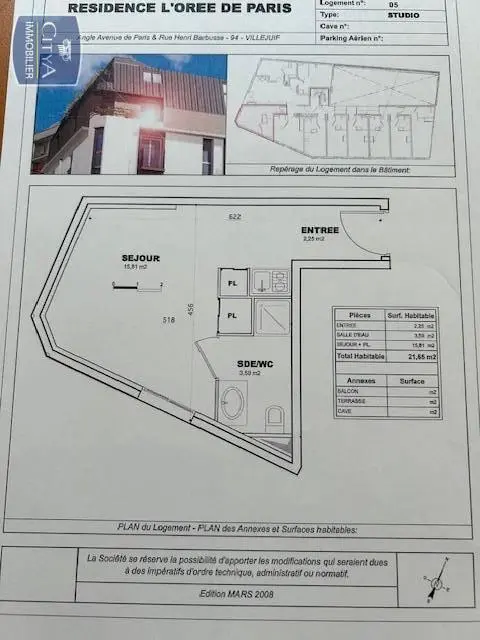 Photo 2 Appartement 1 pièce 21m²