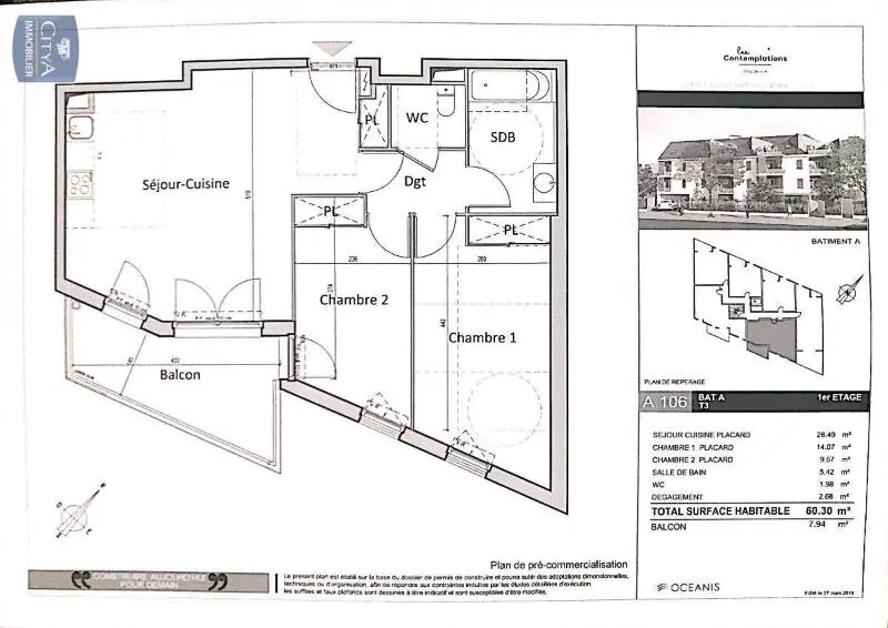 Photo 1 Appartement 3 pièces 60.3m²