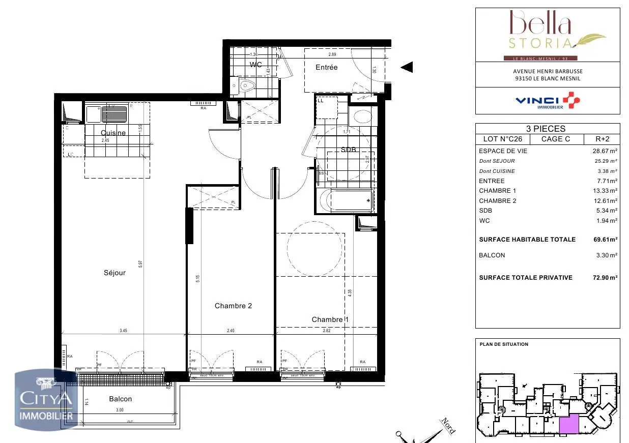 Photo 8 Appartement 3 pièces 69.61m²