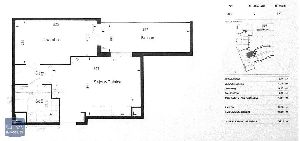 Photo 1 Appartement 2 pièces 43.51m²