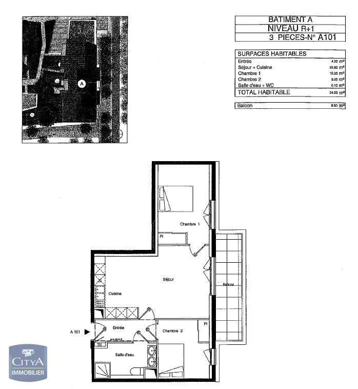 Photo 2 Appartement 3 pièces 54.5m²