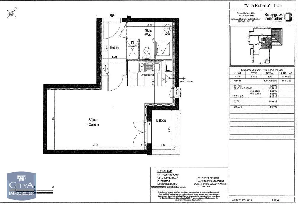 Photo 2 Appartement 1 pièce 30.98m²