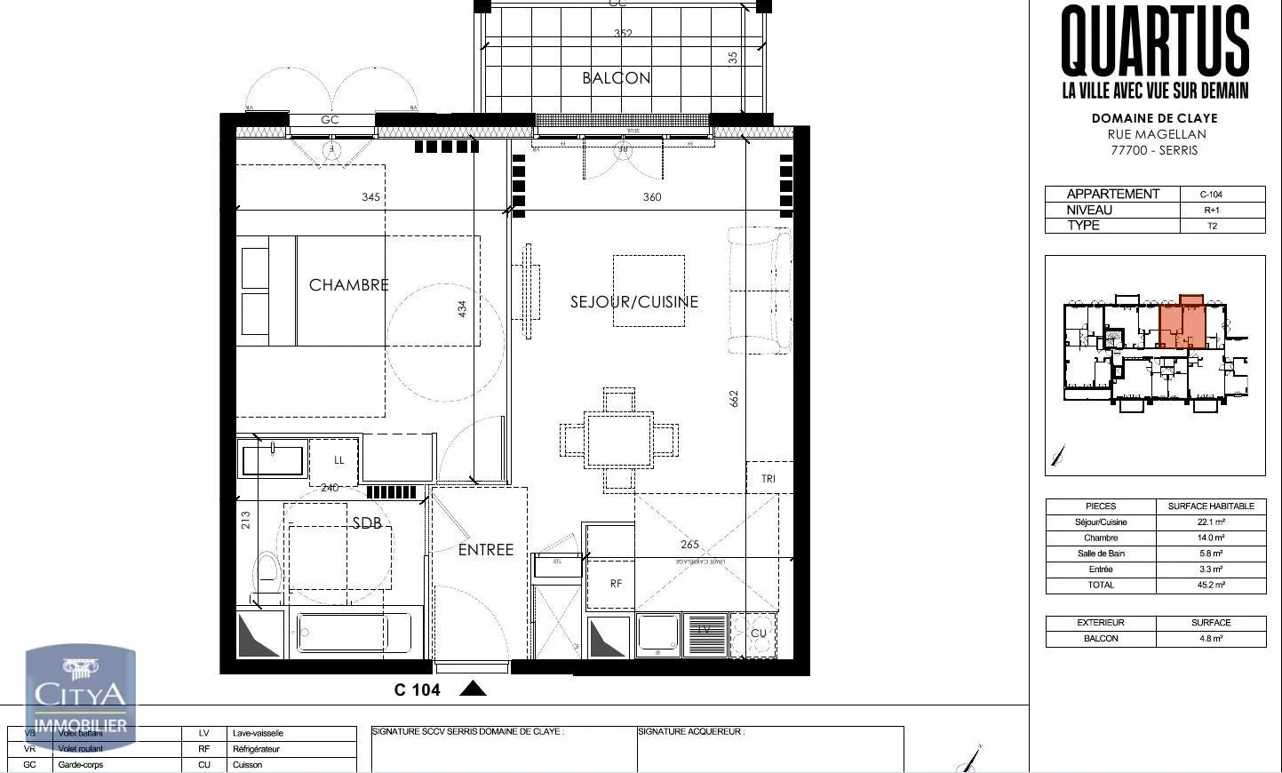 Photo 1 Appartement 2 pièces 45.2m²