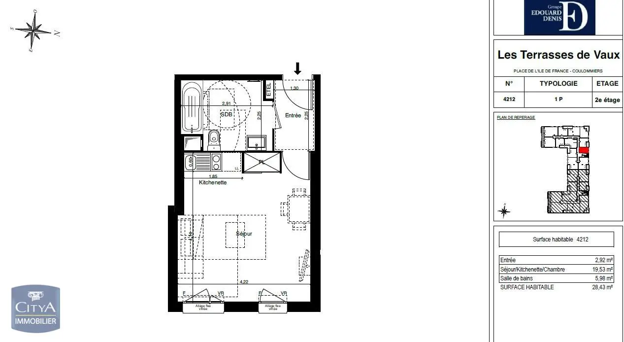 Photo 1 Appartement 1 pièce 28.43m²