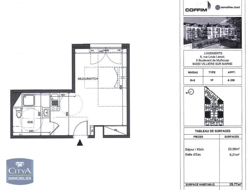 Photo 1 Appartement 1 pièce 29.8m²