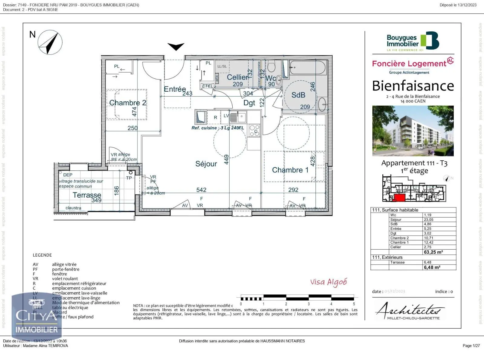 Photo 2 Appartement 3 pièces 63.25m²