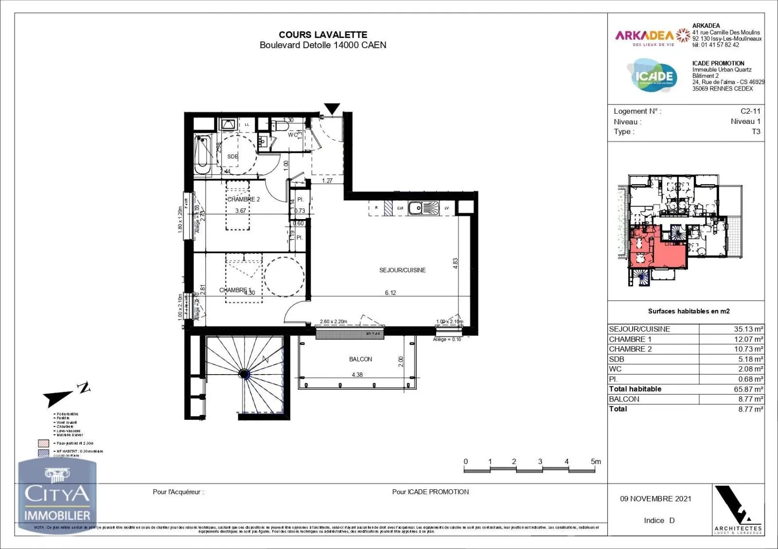 Photo 2 Appartement 3 pièces 65.87m²