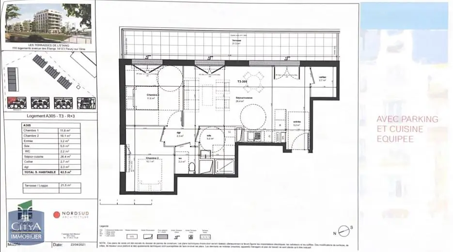 Photo 2 Appartement 3 pièces 63.5m²