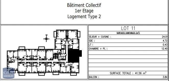 Photo 2 Appartement 2 pièces 41.56m²