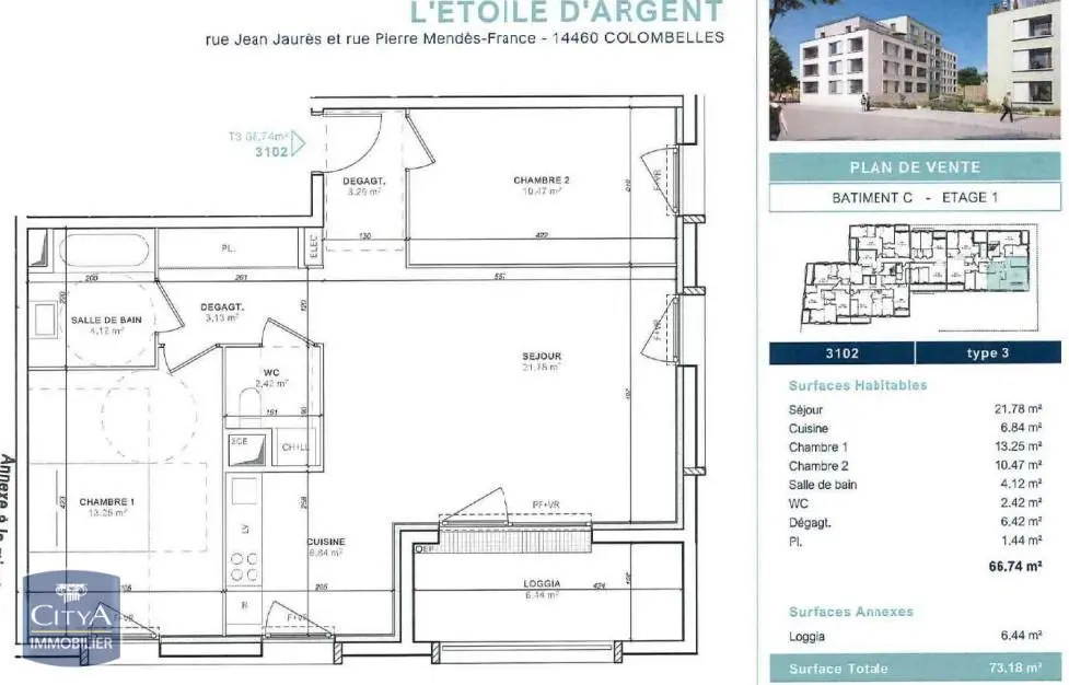 Photo 2 Appartement 3 pièces 66.74m²