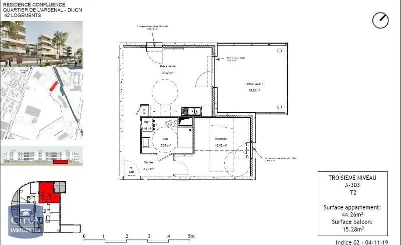 Photo 2 Appartement 2 pièces 44.26m²