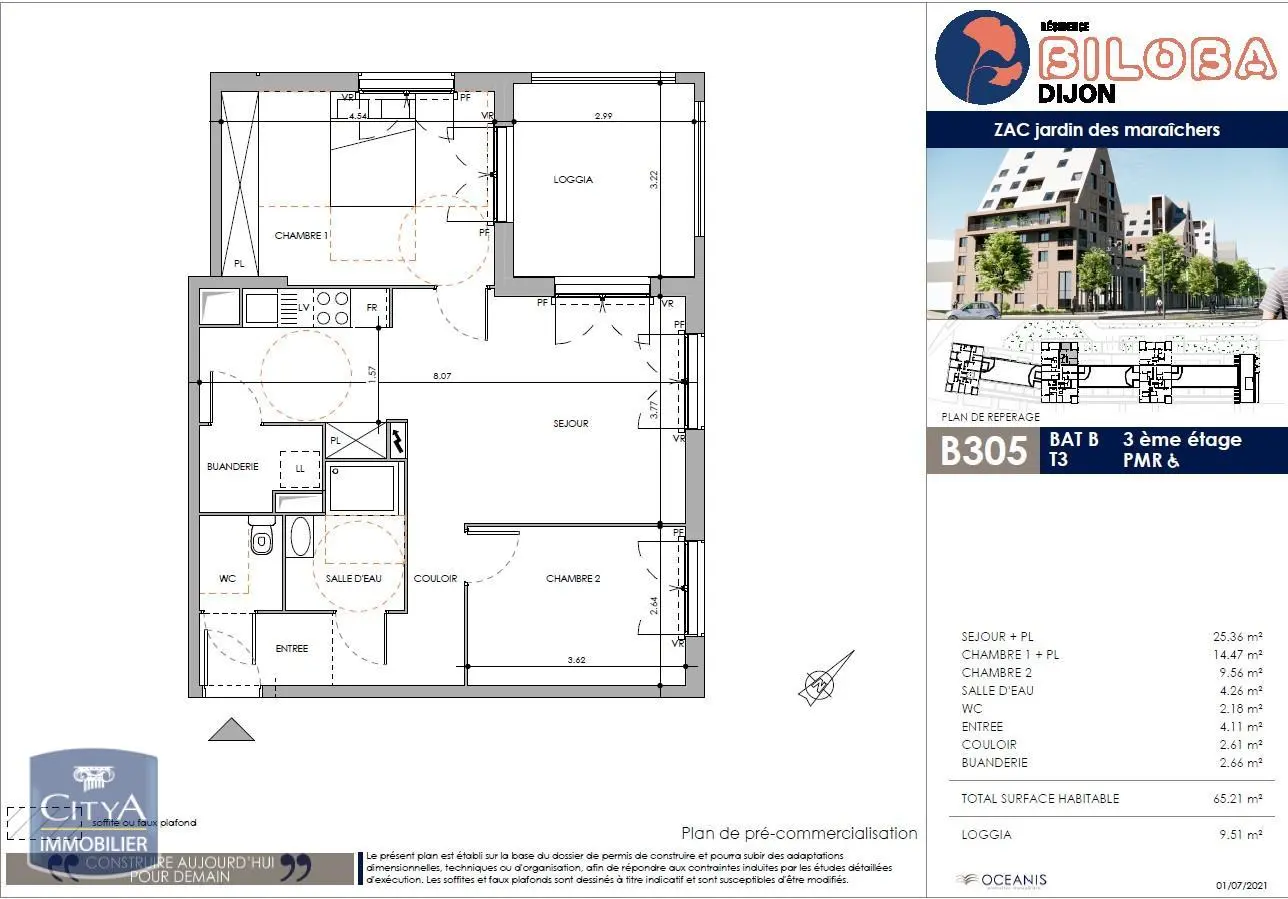 Photo 1 Appartement 3 pièces 65.21m²
