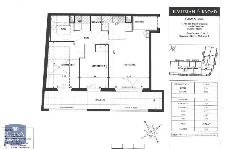 Photo 6 Appartement 3 pièces 59.73m²