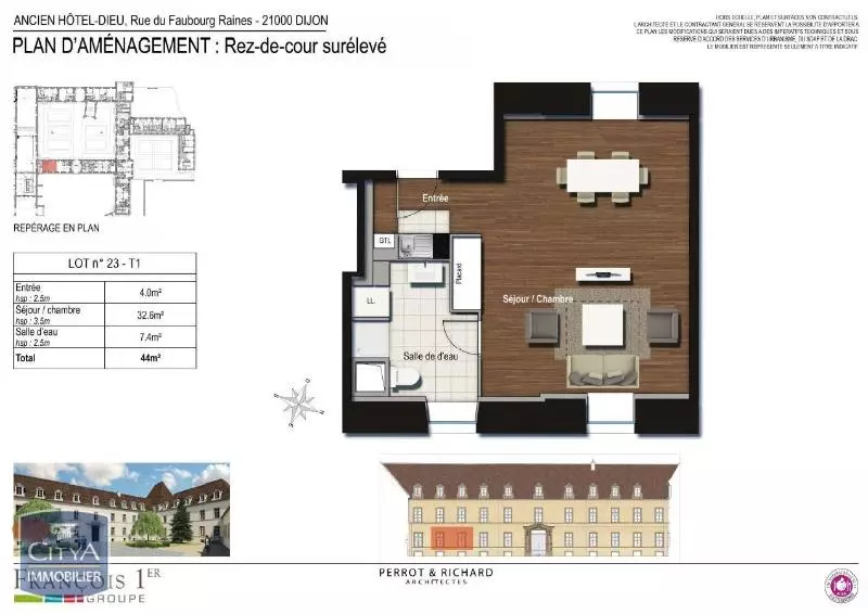 Illustration pour Appartement 1 pièce 44m² Photo Appartement 1 pièce 44m²