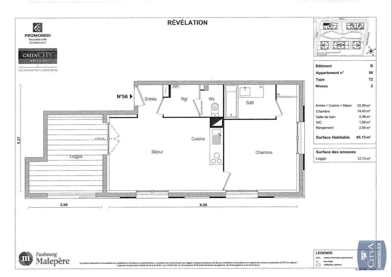 Photo 1 Appartement 2 pièces 45.13m²