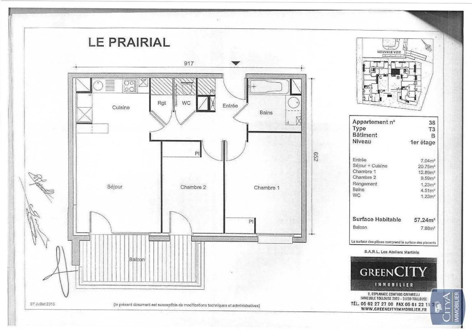 Photo 1 Appartement 3 pièces 57.24m²