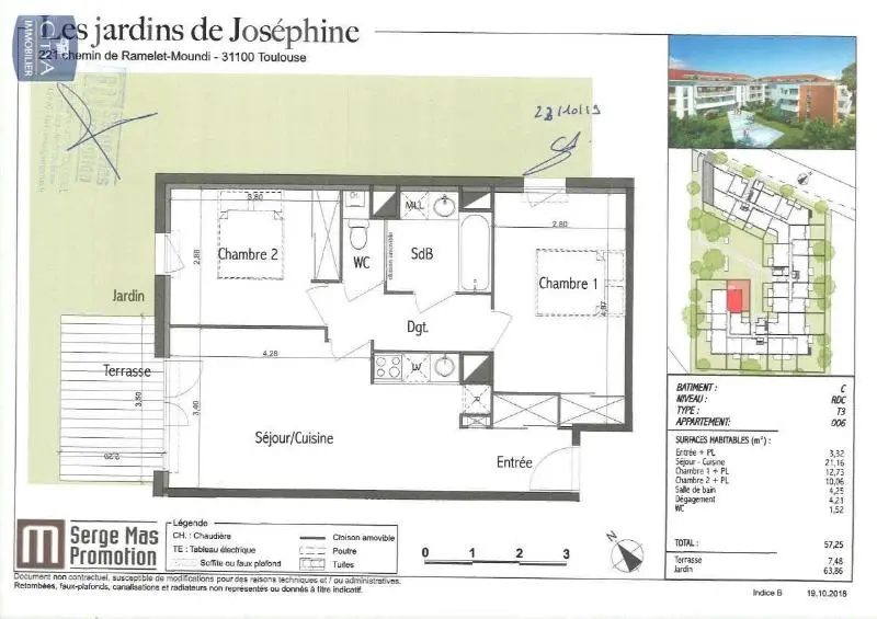 Photo 1 Appartement 3 pièces 57.25m²