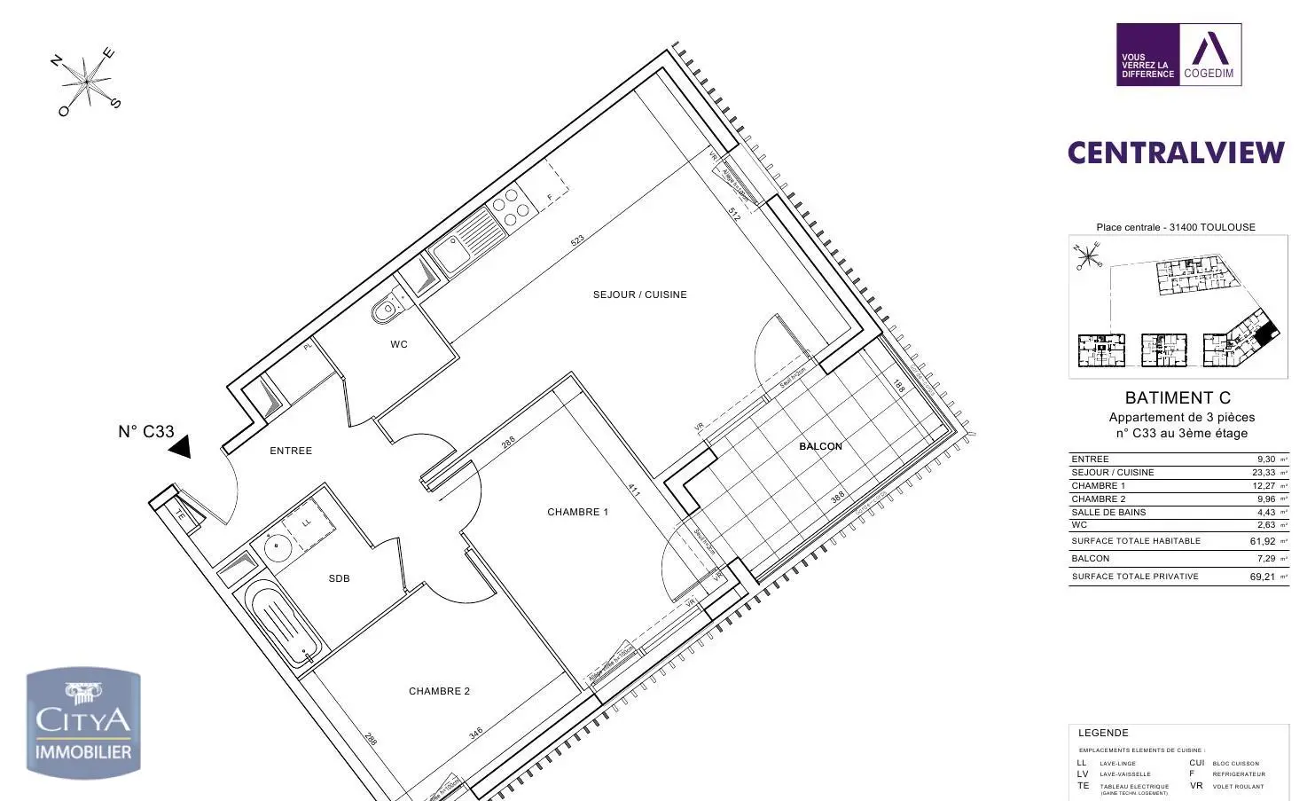 Photo 1 Appartement 3 pièces 62.11m²