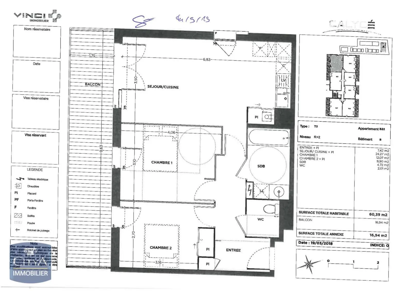 Photo 1 Appartement 3 pièces 60.39m²
