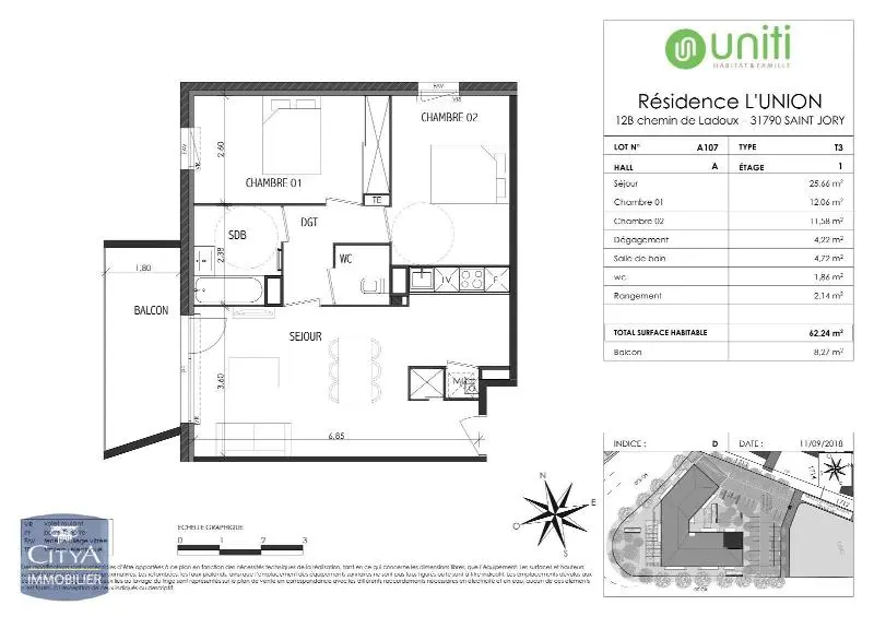 Photo 9 Appartement 3 pièces 62.65m²