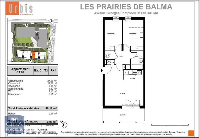 Photo 2 Appartement 3 pièces 59.29m²