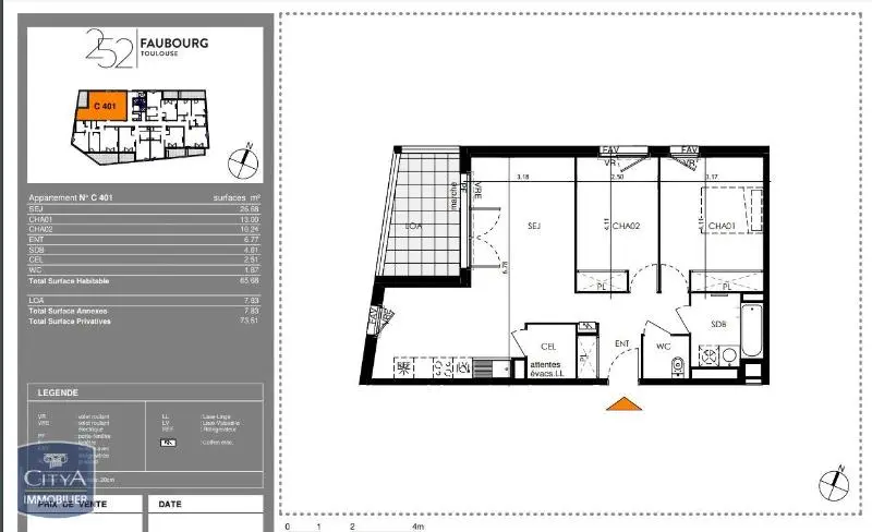Photo 2 Appartement 3 pièces 65.68m²
