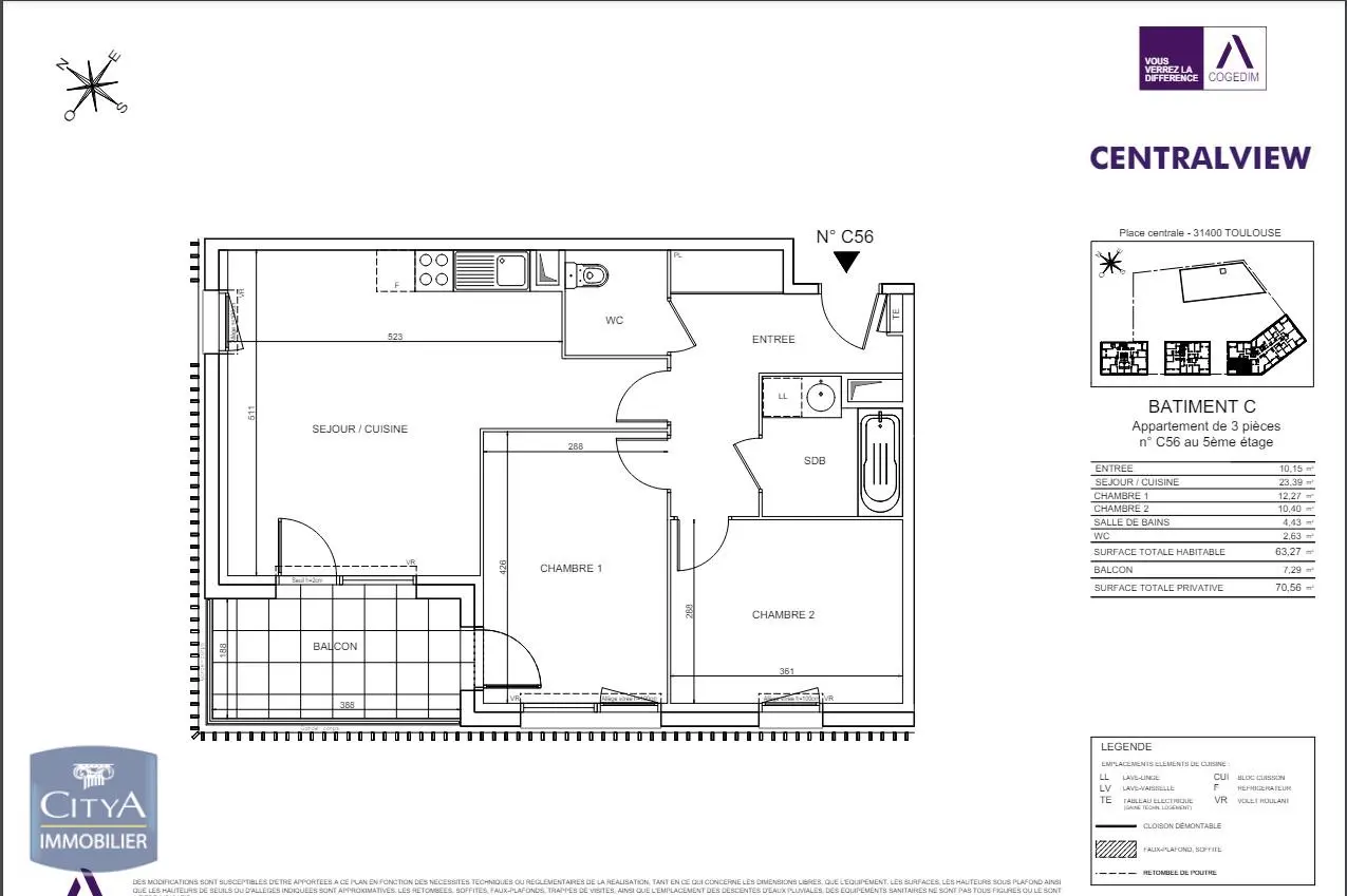 Photo 2 Appartement 3 pièces 65.17m²