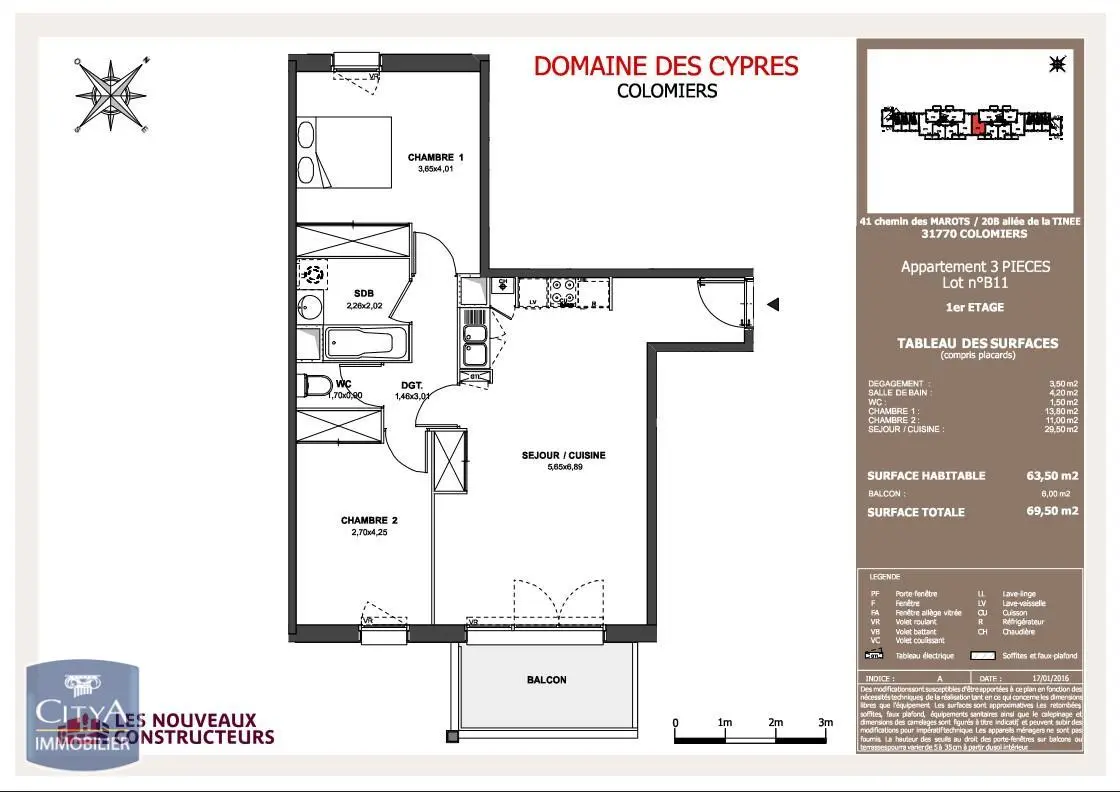 Photo 1 Appartement 3 pièces 63.32m²