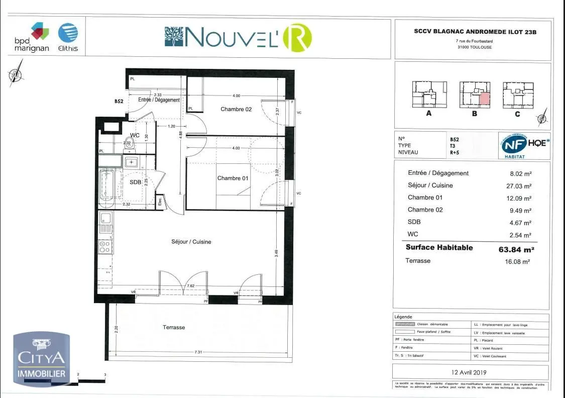 Photo 1 Appartement 3 pièces 63.84m²