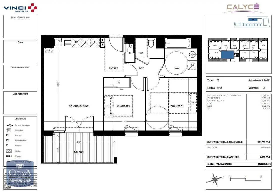 Photo 3 Appartement 3 pièces 58.7m²
