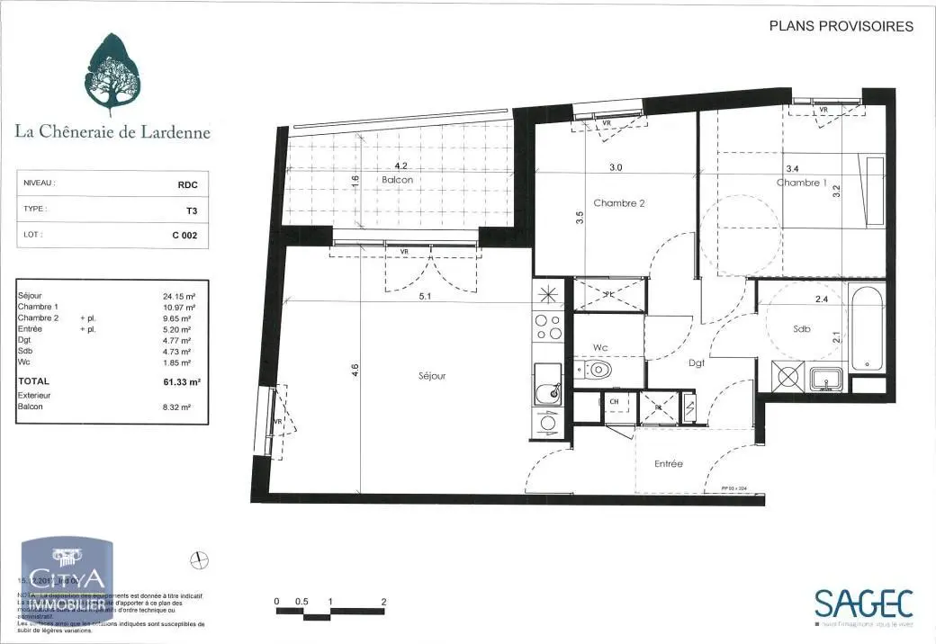 Photo 1 Appartement 3 pièces 61.09m²