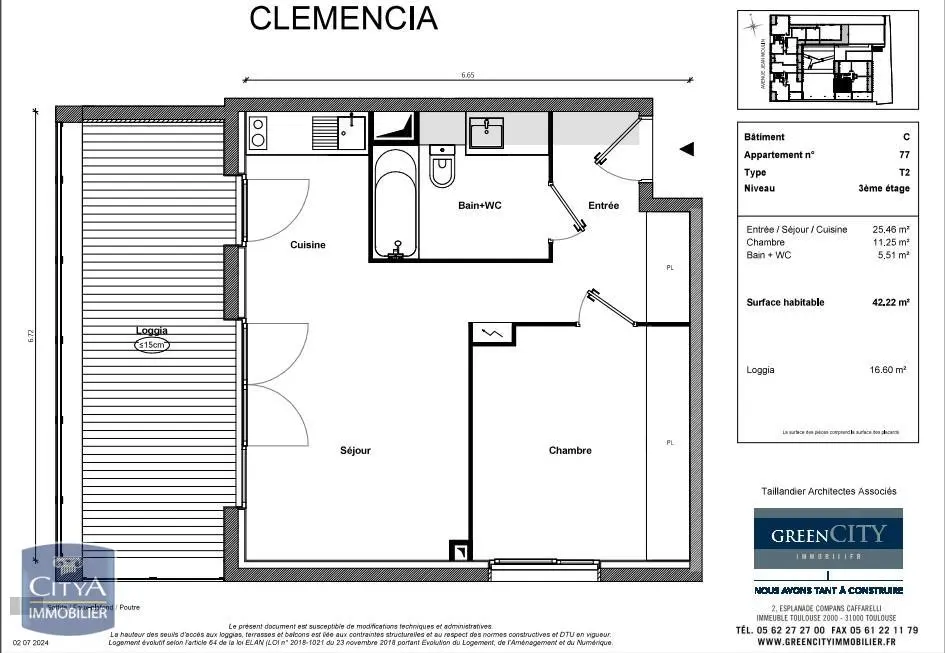 Photo 2 Appartement 2 pièces 42.22m²