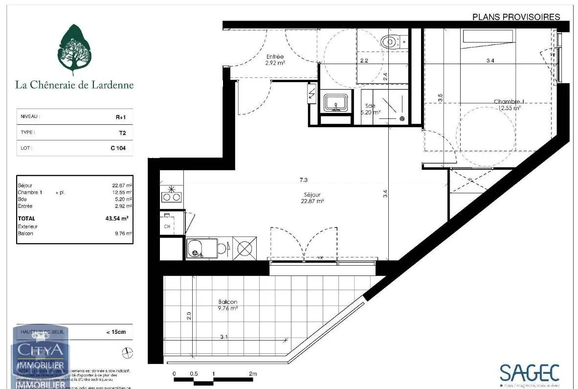 Photo 2 Appartement 2 pièces 43.74m²