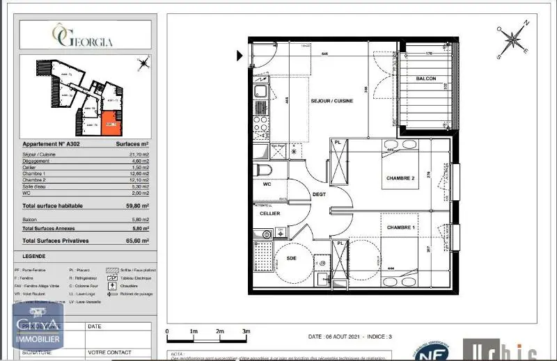 Photo 2 Appartement 3 pièces 59.8m²