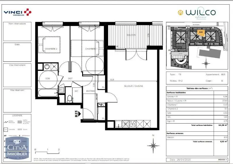 Photo 2 Appartement 3 pièces 64.38m²
