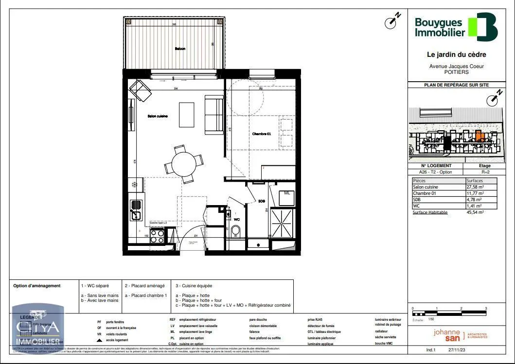 Photo 2 Appartement 2 pièces 45.54m²