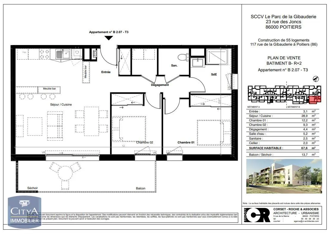 Photo 1 Appartement 3 pièces 67.6m²