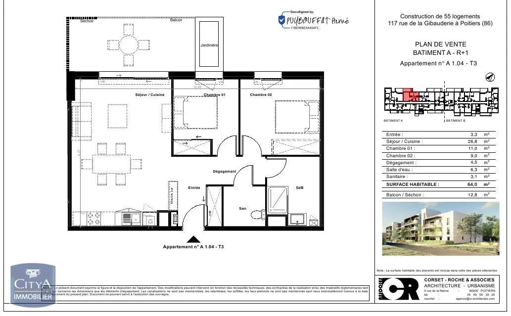 Photo 1 Appartement 3 pièces 64m²