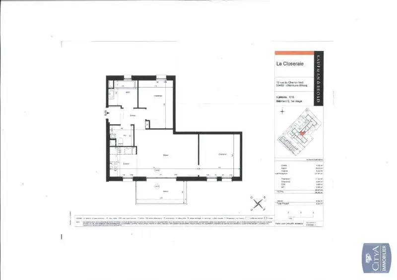 Photo 2 Appartement 3 pièces 56.44m²