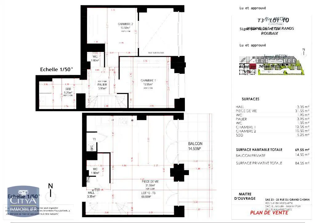 Photo 1 Appartement 3 pièces 69.55m²
