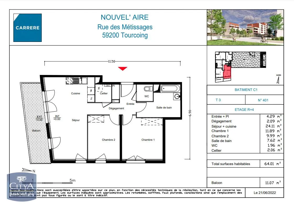 Photo 7 Appartement 3 pièces 64.01m²