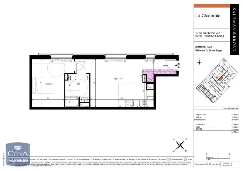 Photo 2 Appartement 2 pièces 44.32m²