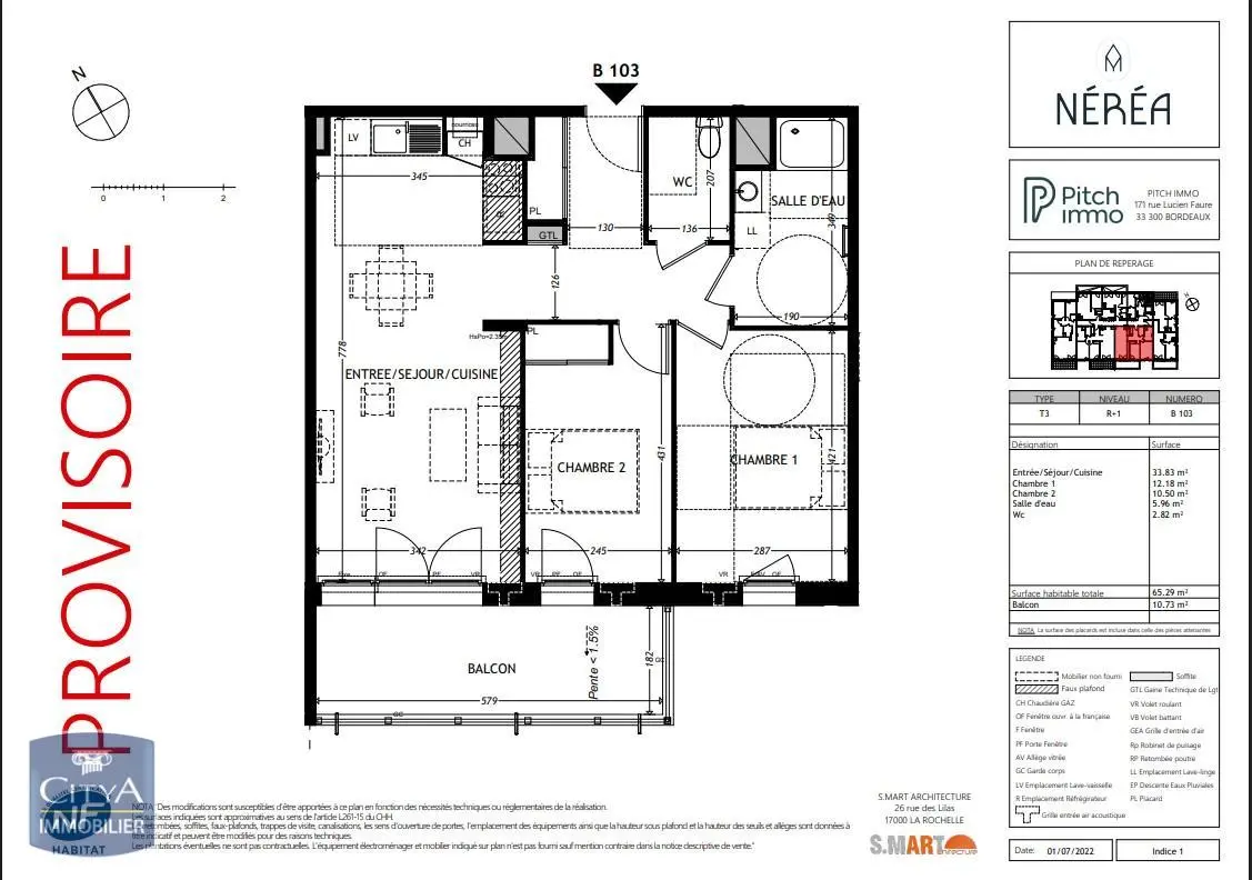 Photo 1 Appartement 3 pièces 65.29m²