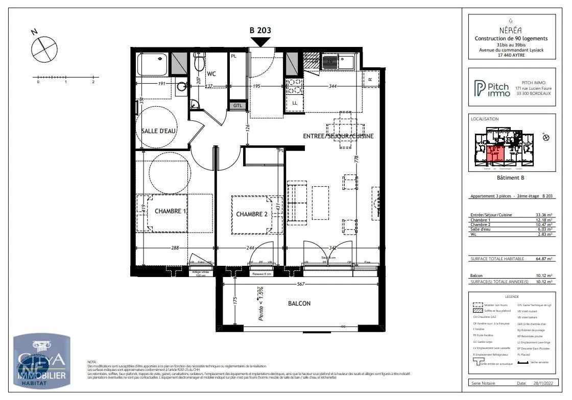 Photo 1 Appartement 3 pièces 64.87m²