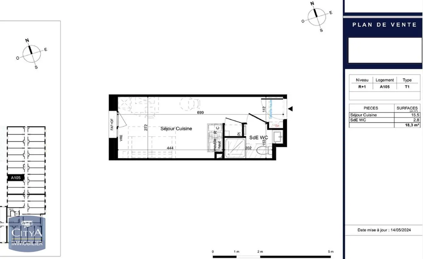 Photo 2 Appartement 1 pièce 18.3m²