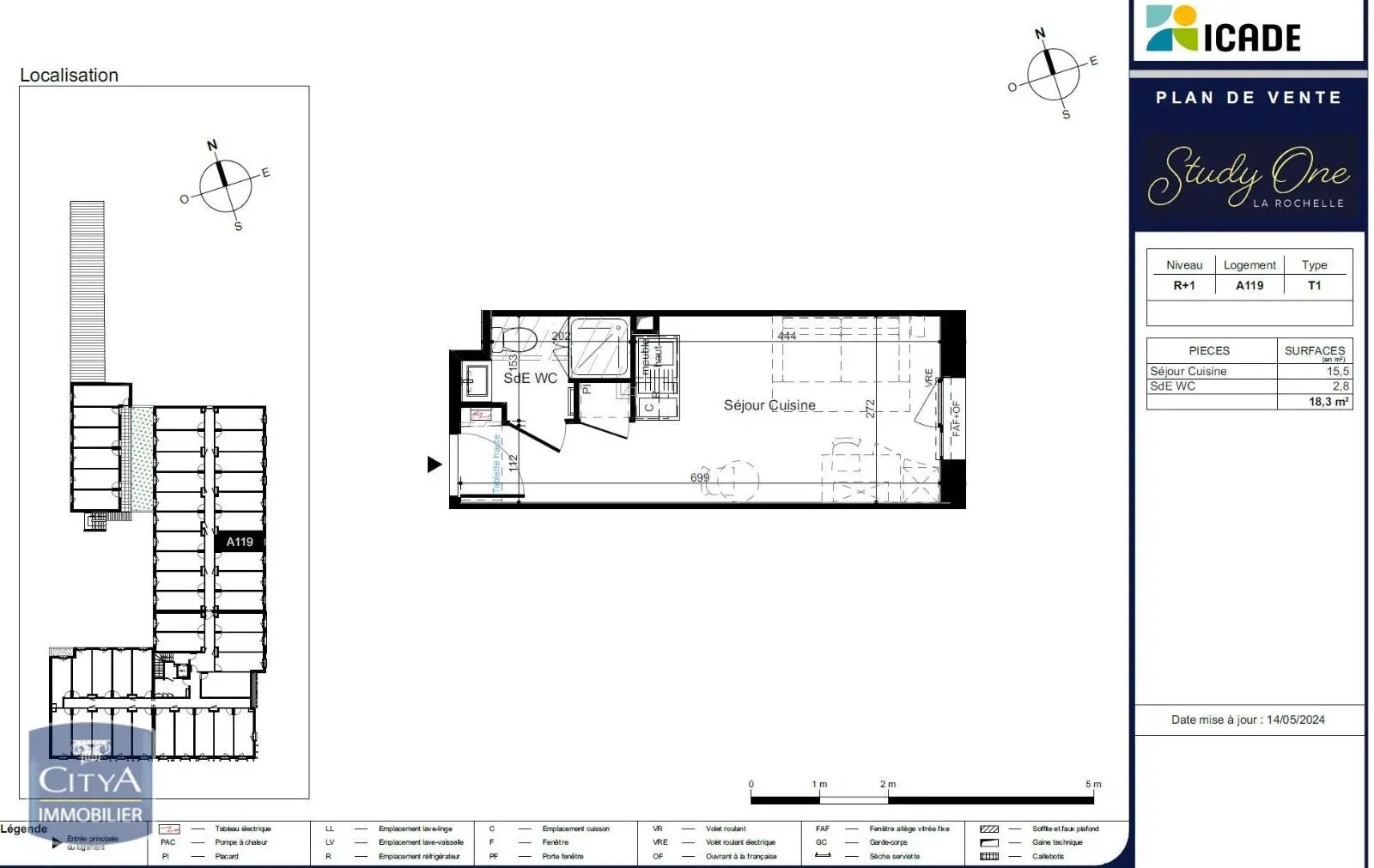 Photo 2 Appartement 1 pièce 18.3m²