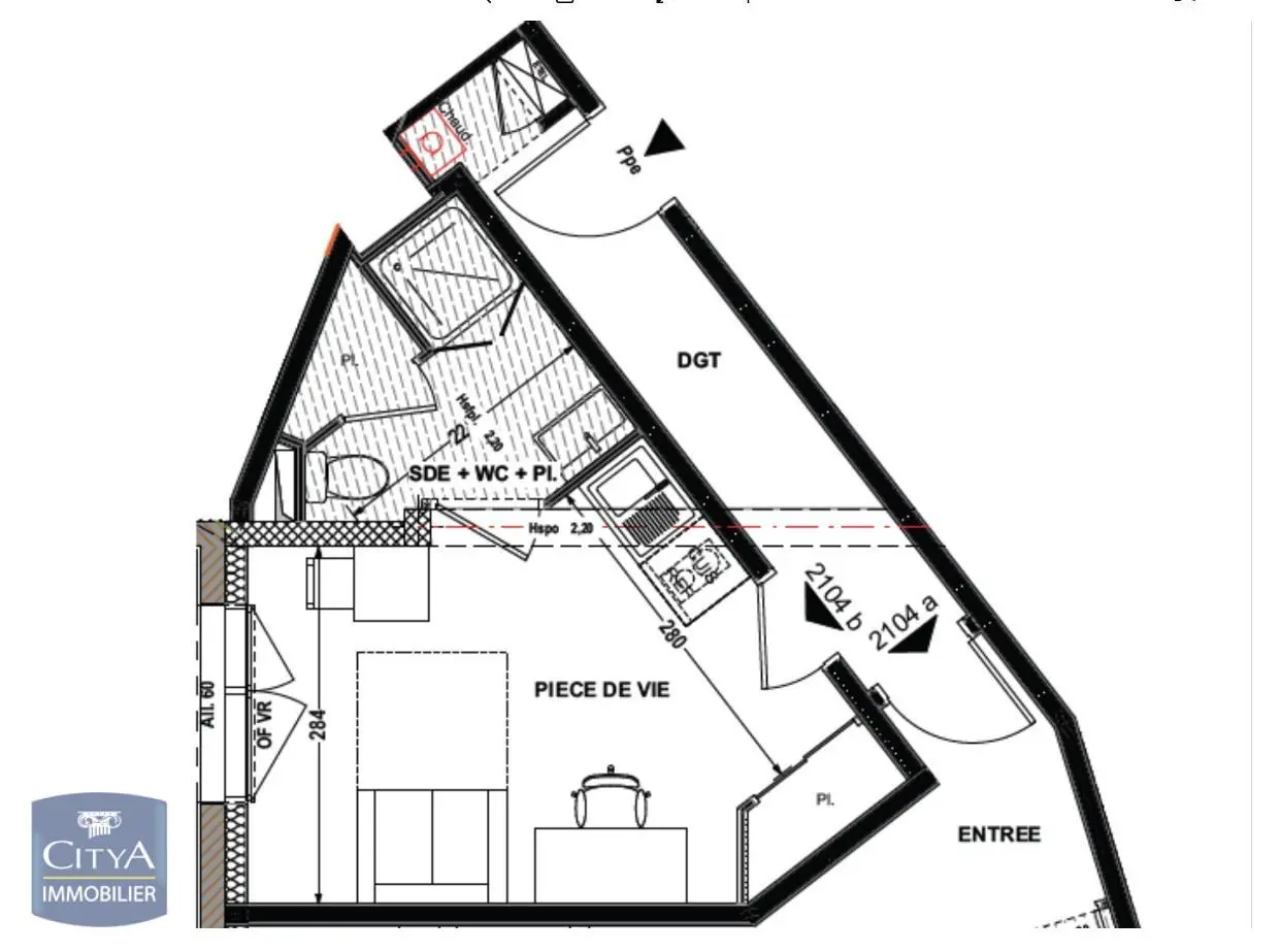Photo 1 Appartement 1 pièce 18.33m²