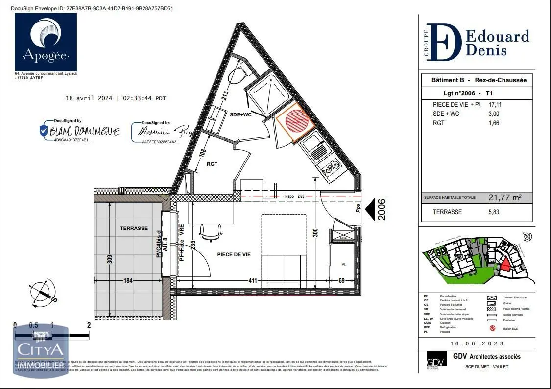 Photo 1 Appartement 1 pièce 21.77m²