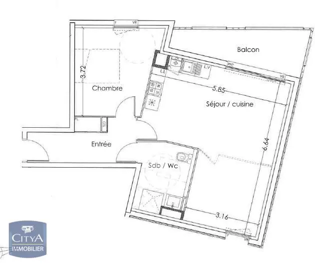 Photo 1 Appartement 2 pièces 55.88m²